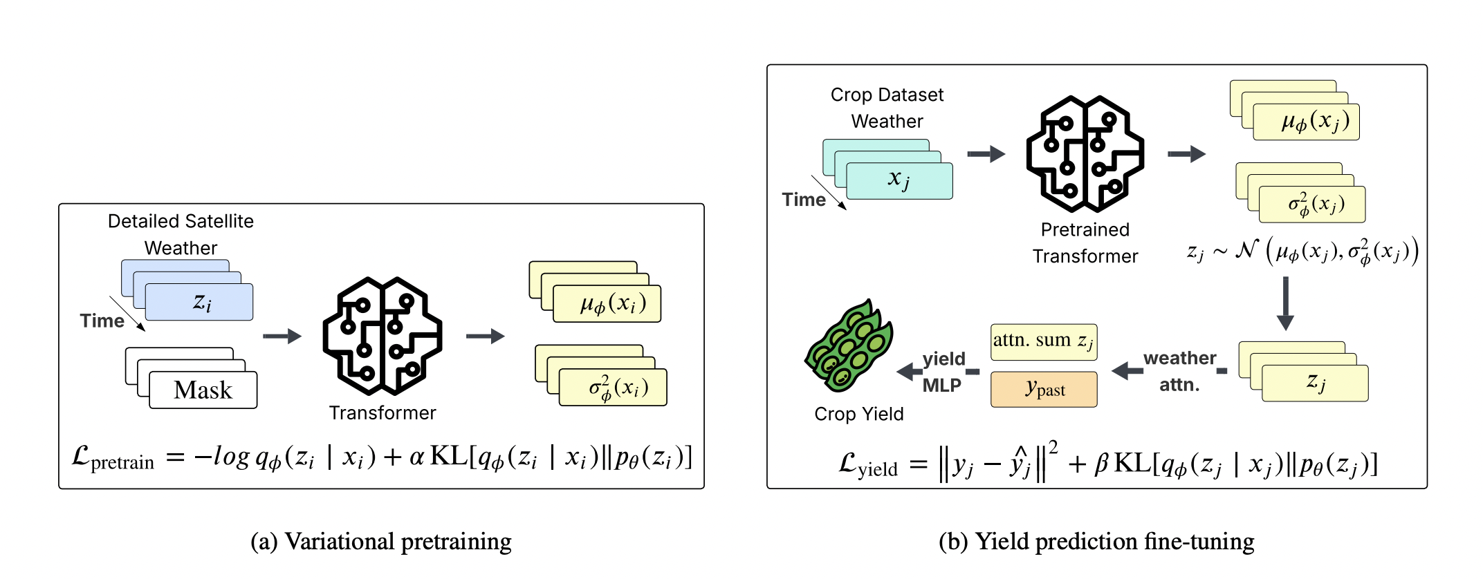 Overview of VITA variational pretraining and crop-yield fine-tuning